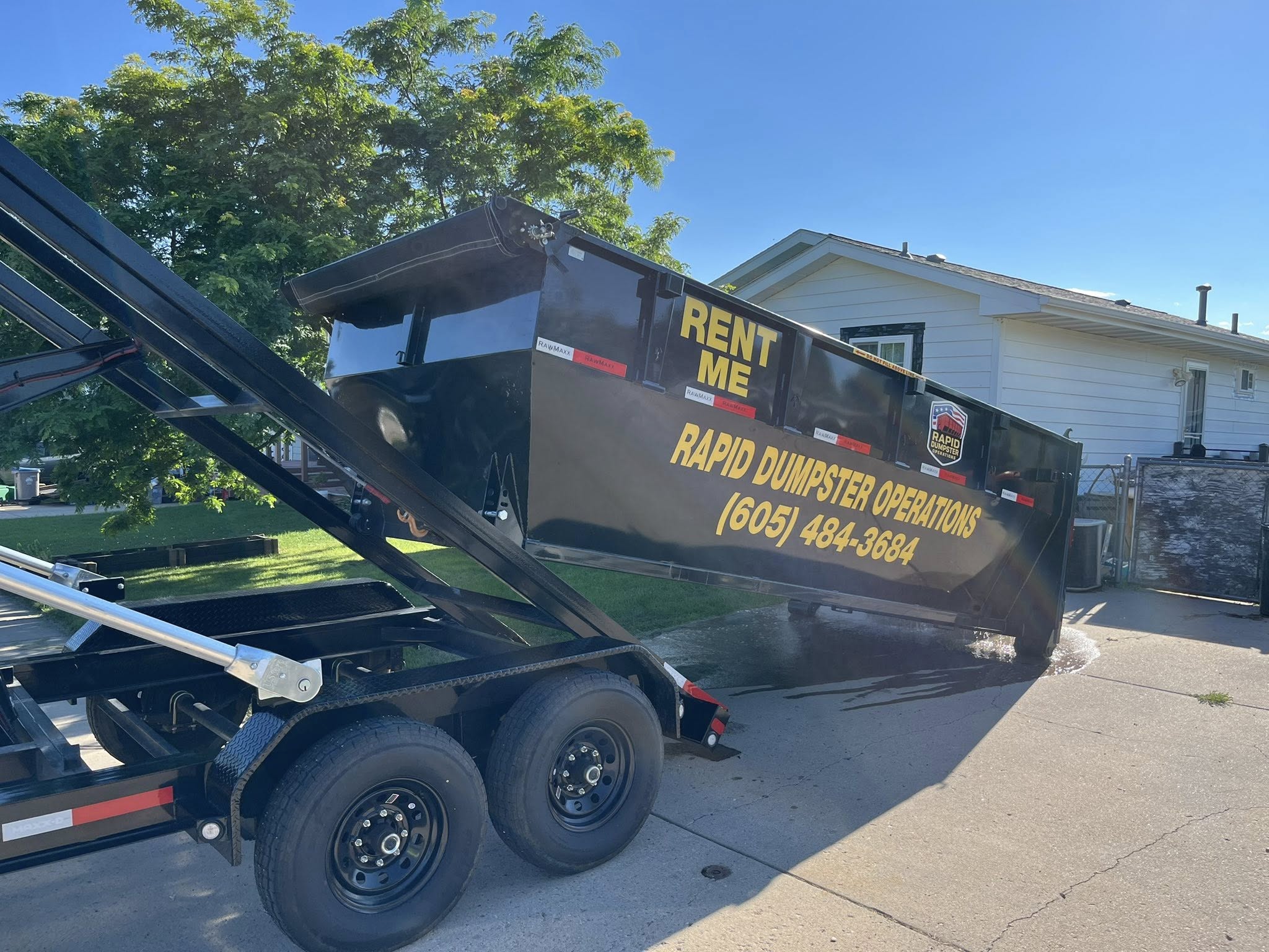 Home cleanout dumpster in place